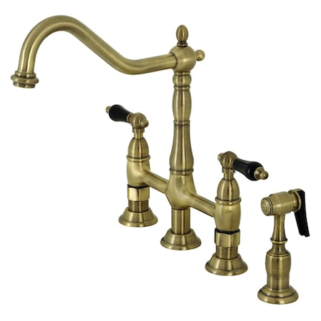 Kingston Brass KS1273PKLBS Duchess Bridge Kitchen Faucet W/Brass Sprayer, Brass KS1273PKLBS